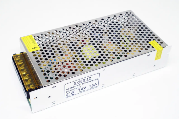 Адаптер / блок живлення 12V 15A, в металевому корпусі / Трансформатор для світлодіодної стрічки