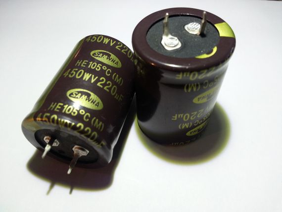 220mkf - 450v  HE 30*40  SAMWHA, 105°C конденсатор електролітичний | Зображення 1