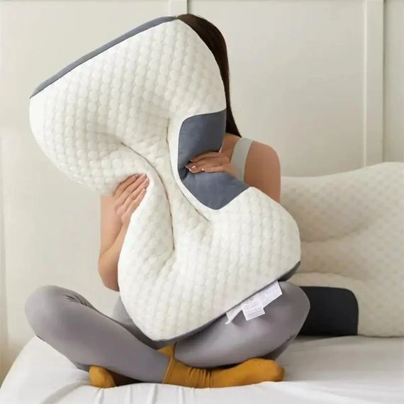 Ортопедична прямокутна подушка 48x74 см з підтримкою шиї та спини Pillow-01 Біло-сіра | Зображення 2