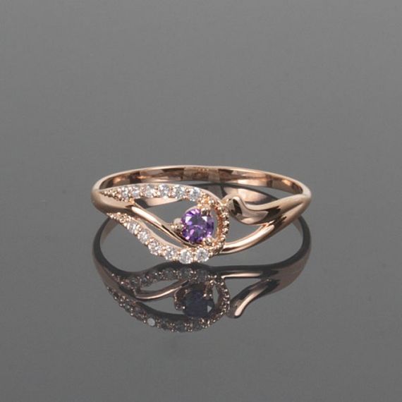 Кольцо из красного золота с аметистом 16