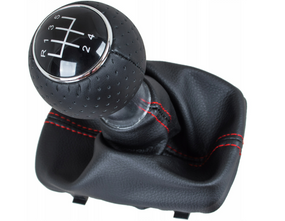 Audi A3 I 8L S-Line (96-03) ручка КПП переключение передач черная 5 ступка+черный чехол с красной нитью+рама