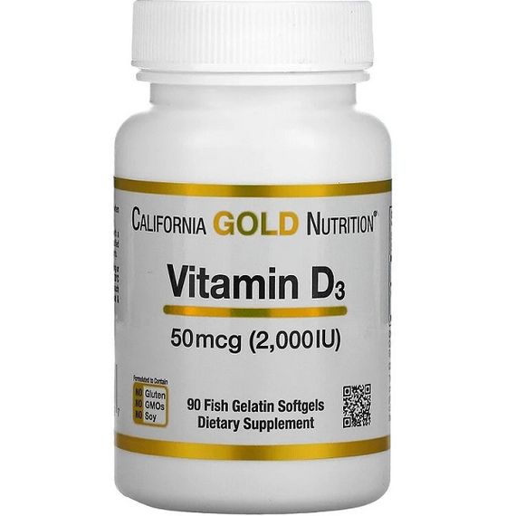 Вітамін D California Gold Nutrition Vitamin D3 2000 IU 90 Fish Softgels