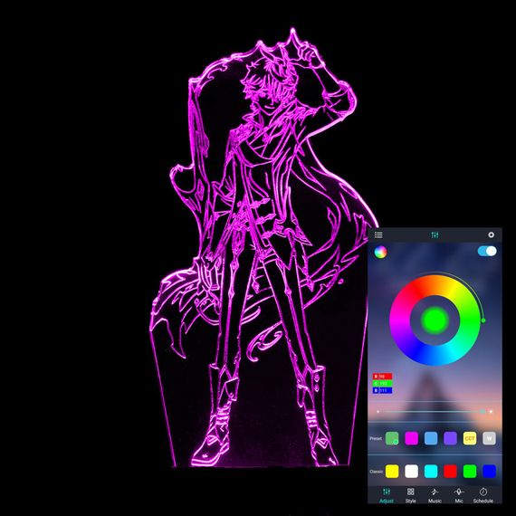 Акриловий світильник-нічник керування з телефона Чайльд Тарталья tty-n001205