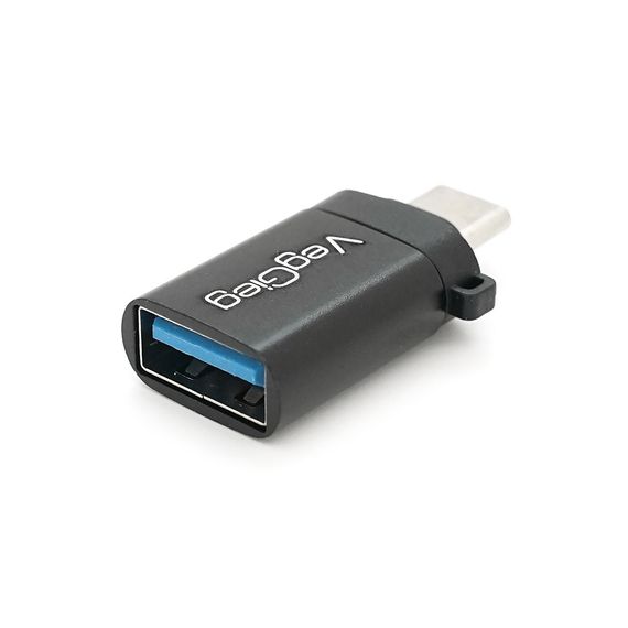 Переходник VEGGIEG V-S101 USB3.0(AF) OTG => Type-C(M), Black | Зображення 1