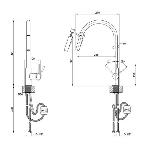 Змішувач для кухні Lidz Aria 04U-SFS LD376AR43397 | Зображення 1