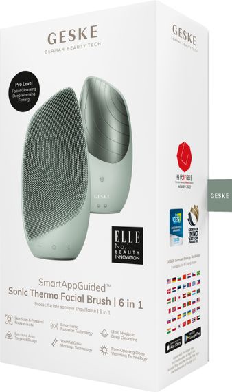 Електронна звукова термо щітка для обличчя GESKE Sonic Thermo Facial Brush 6в1 green | Зображення 7