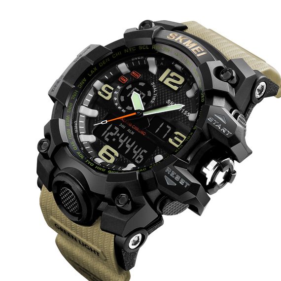 Чоловічий годинник Skmei 1155 Black-Khaki | Зображення 1