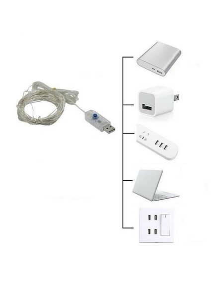 Світлодіодна гірлянда нитка на 200 Led "Краплі роси" 20 м з USB підключенням та пультом ДУ Білий | Зображення 3