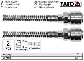 Быстросъемная муфта YATO Польша для шланга сталь Ø=5х8 мм 2 штуки YT-24100