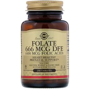 Витамин Solgar Фолиевая Кислота (В9), Folic Acid, 400 мкг, 250 таблеток (SOL-01081)