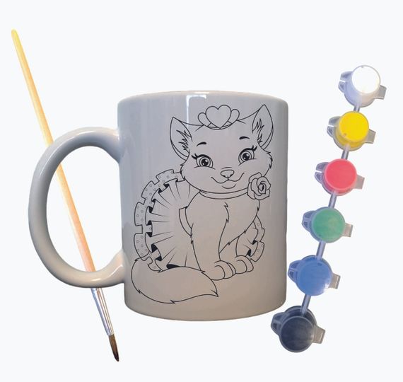 Набор для творчества кружка раскраска "Котенок" 330 мл белая | Зображення 1
