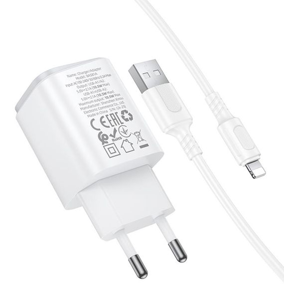 МЗП Borofone BAS81A Star 10.5W (2USB-A) + кабель USB to Lightning White | Зображення 2