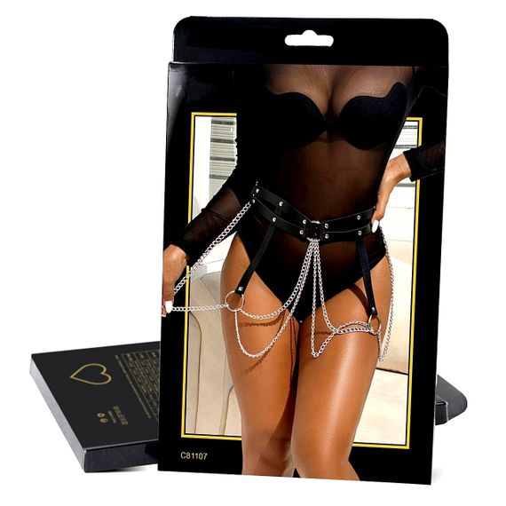 Портупея-пояс Star Night зі штучної шкіри з ланцюжками, чорна, One Size sexstyle | Зображення 6