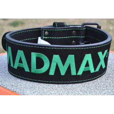 Атлетический пояс MadMax MFB-301 Suede Single Prong шкіряний Black/Green XXL (MFB-301_XXL) | Зображення 4
