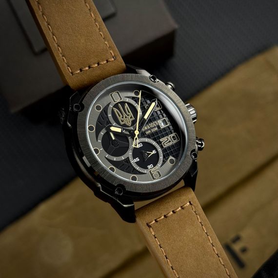 Годинник наручний Awarder 016 Тризуб золото Black-Brown | Зображення 5