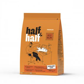 Корм сухий HalfHalf для стерилізованих котів із яловичиною 300 г