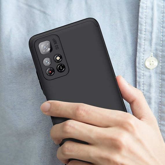 Чохол GKK 360 градусів для Xiaomi Redmi Note 11 5G / Poco M4 Pro 5G колір Чорний | Зображення 4