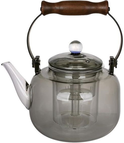 Чайник заварювальний скляний "Smokey Grey" 1000мл зі скляною кришкою