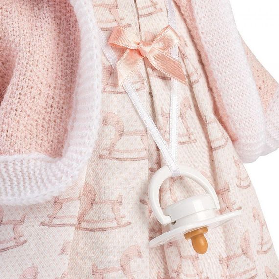 Испанская Кукла Llorens с Механизмом Звуковая Плачет Зовет Маму и Папу 33 см с Хвостиками в Нежно Розовом Пиджаке | Зображення 4