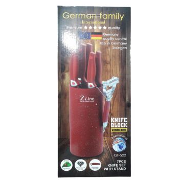 Набір професійних кухонних ножів German Family GF-S22 5 ножів овочечистка підставка червоний (GF-S22_512) | Зображення 2