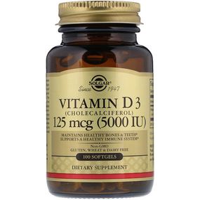 Витамин D Solgar Vitamin D3 (Cholecalciferol) 5000 IU 100 Softgels