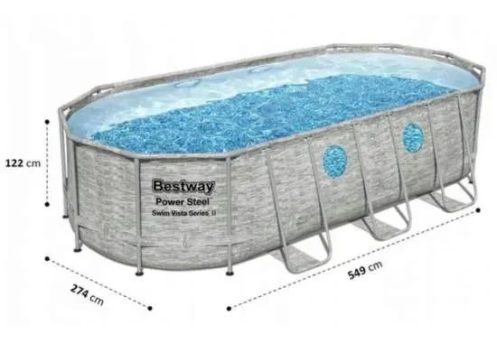 Сімейний овальний каркасний басейн Bestway 56716 549х274х122 см з фільтром та сходами на 13420 л | Зображення 2