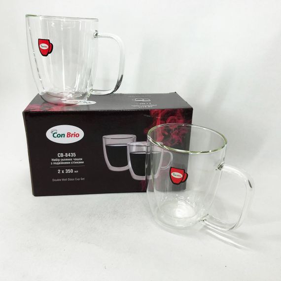 Стаканы и чашки с двойным дном, Стеклянные чашки с двойными стенками набор 2шт Чашка двойной стенкой ZX-30