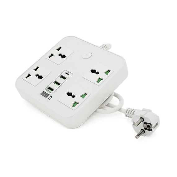 Мережевий фільтр ТВ-Т90, 4 розетки + 3 USB, 2 м, перетин 3х0, 75мм, 3000W, White | Зображення 2