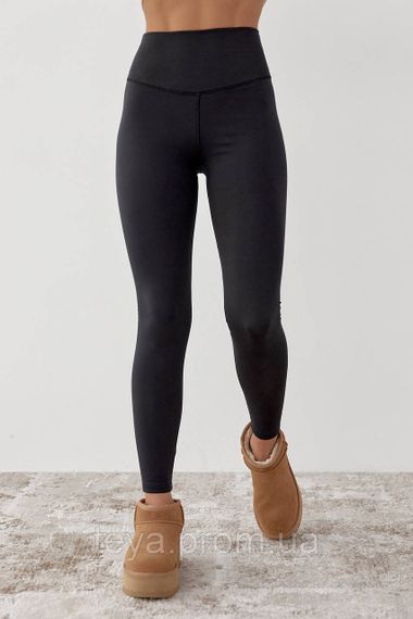 Жіночі теплі лосини із широким поясом колір чорний розмір M FL_000809