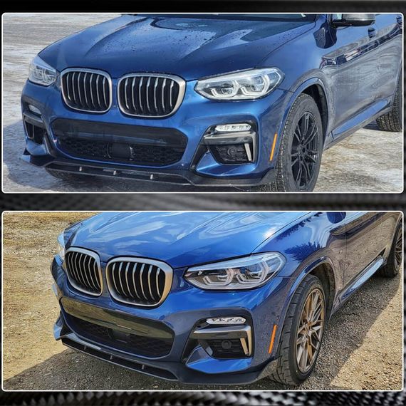Накладки на передній бампер Lip (для оригінального M-Sport 2018-2021, Карбон) для BMW X3 G01 2018- рр | Зображення 4