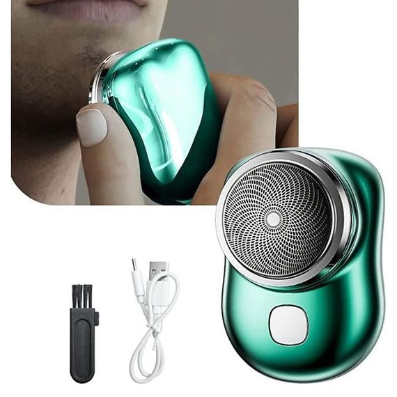 Електробритва Mini Shaver дорожня бездротова роторна для вологого і сухого гоління зелений | Зображення 2