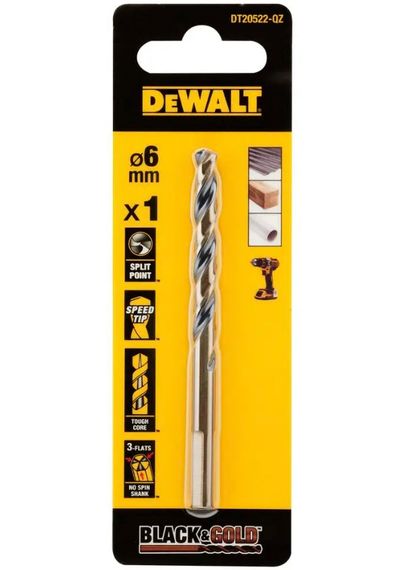 Свердло по металу DeWalt BLACK & GOLD HSS-G 6.5 мм (DT20523)