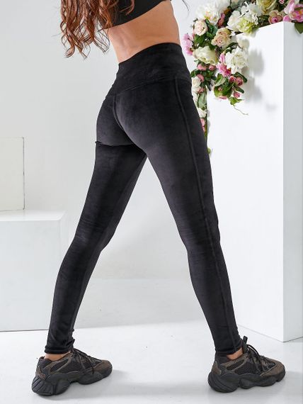 Женские модные велюровые лосины OB194/199 размер 44, цвет черный | Зображення 3