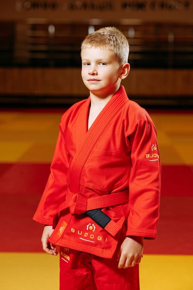 Червоне дитяче кімоно для хлопчиків, грепплінг, TM BUDOGI, зріст 120 см, щільність 350 гр/м.кв. | Зображення 2