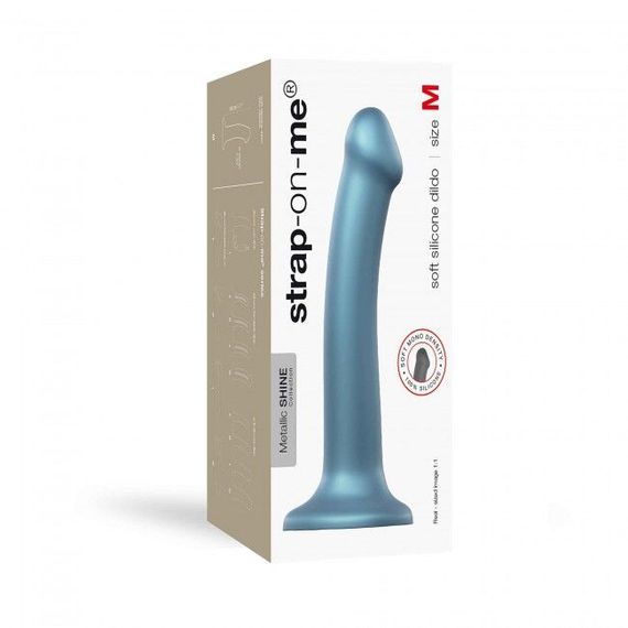 Насадка для страпону Strap-On-Me Mono Density Dildo M Blue, діам. 3,3 см, одношаровий силікон, гнучк | Зображення 2
