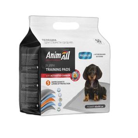 Одноразові пелюшки для собак з активованим вугіллям AnimAll Puppy Training Pads, 60×90 см, 50 шт