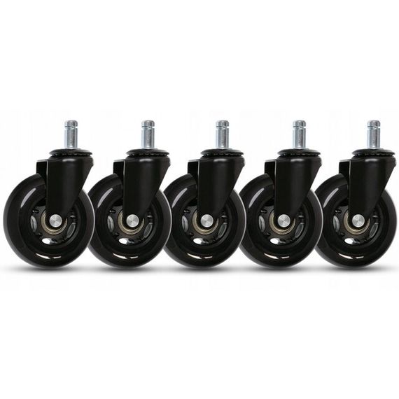 Колеса для офісного крісла Bonro гумові з підшипниками 75 мм комплект 5 шт чорні (42400384)