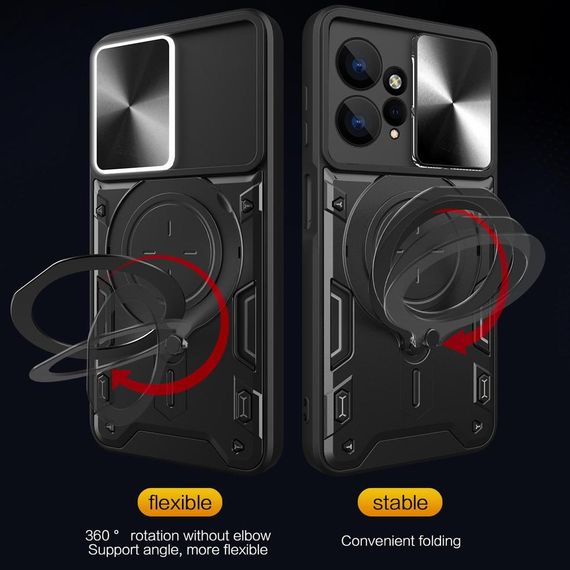 Чохол Magnetic Stand з захистом камери + Захисне скло AndSer для Xiaomi Redmi Note 13 Pro / Poco M6 Pro колір Синiй | Зображення 8