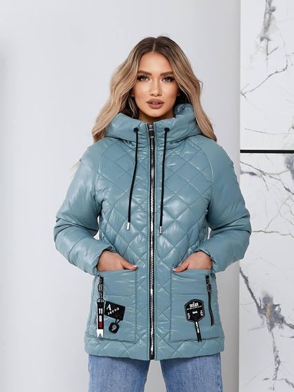 Жіноча стьобана куртка з блиском, арт.504, світло зелений | Зображення 8