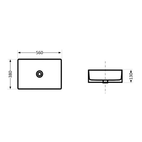 Раковина накладна Qtap Virgo N прямокутна без донного клапана WHITE QT18116308W | Зображення 1