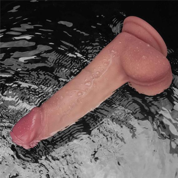 Реалістичний вібратор - Vibrating Sliding Skin Pro II Dual Layer Silicone Dong 8" Flesh Sex Aura | Зображення 8