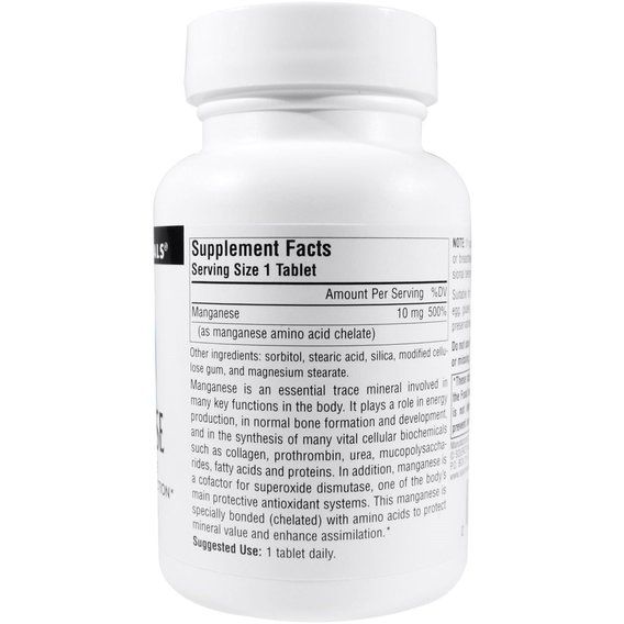 Микроэлемент Марганец Source Naturals Manganese 10 mg 250 Tabs | Зображення 1