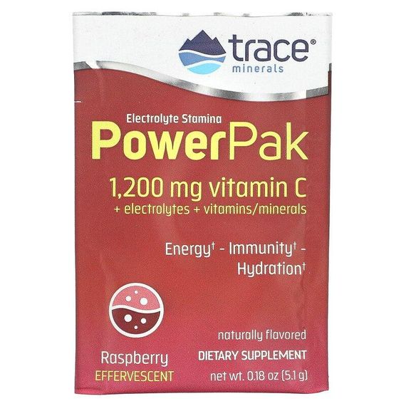 Електроліти, Electrolyte Stamina Power Pak, Trace Minerals Research, малина, 30 пакетів по 5.1 г кожен | Зображення 3
