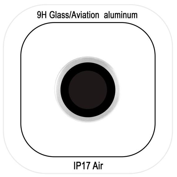 Захисне скло Metal Classic на камеру (у упак.) для Apple iPhone 17 Air (6.6") Чорний / Black Срібний / Silver