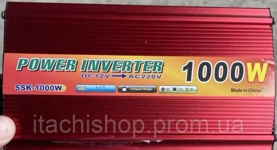 Преобразователь напряжения автомобильный инвертор LoadKing 1000W, USB, активное охлаждение 12/220В Red SPR | Зображення 6