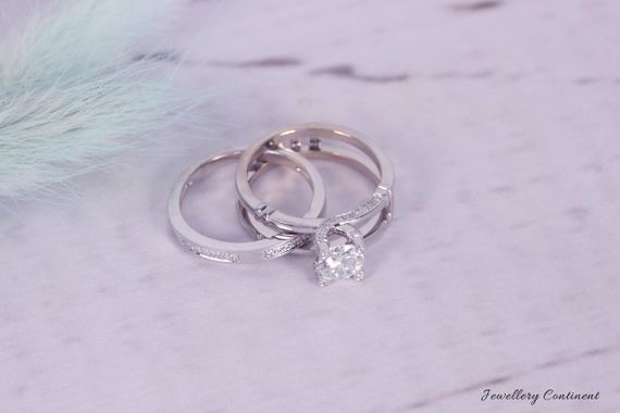 Двойное кольцо из белого золота с фианитами 17 | Зображення 6