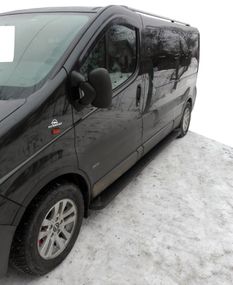 Боковые пороги Allmond Black (2 шт., алюминий) Длинная база для Nissan Primastar 2002-2014 гг