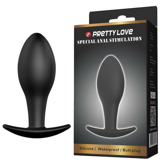 Анальна пробка Pretty Love Special з обмежувачем, чорна, 8,5 × 3,1 см Sex Aura