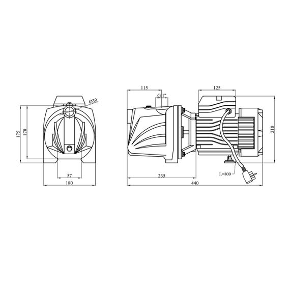 Насос поверхневий самовсмоктуючий Pumpman TJSW/15M-1 Нmax 50 м Qmax 4,5 куб.м 1100 Вт (чавун) | Зображення 1