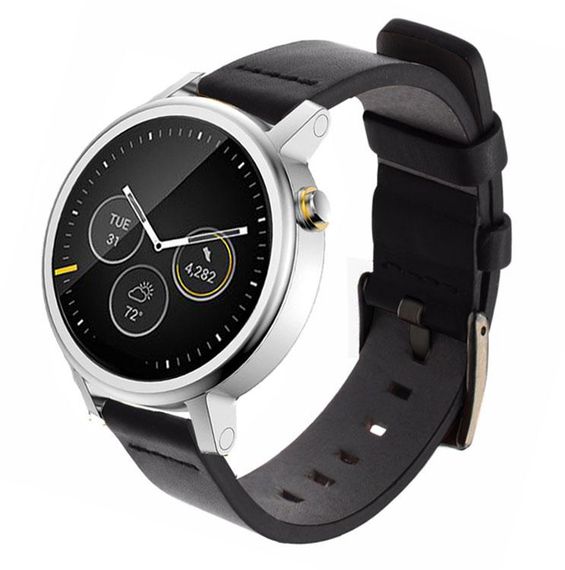 Кожаный ремешок Primo Classic для часов Motorola Moto 360 2nd gen (46mm) - Black